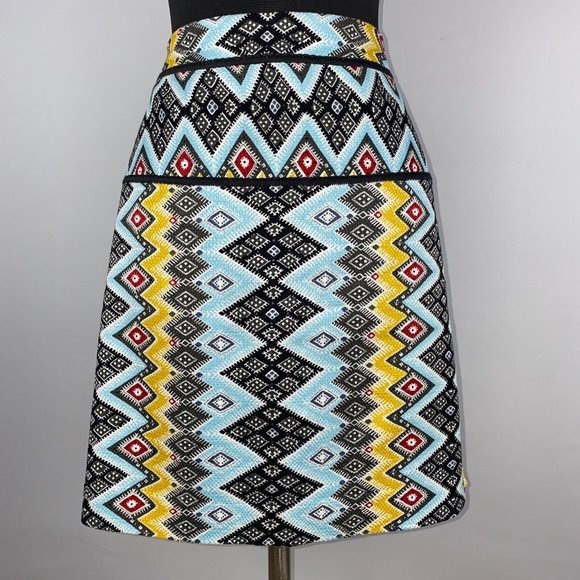 Ann Taylor LOFT 6 Multicolor Patterned Woven-Like Textured Skirt Lined - Picture 3 of 12